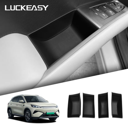 Pour BYD ATTO3 ATTO 3 YUAN PLUS 2025 2026 poignée de porte avant arrière boîte de rangement plateau organisateur TPE accessoires d'intérieur de voiture 4 pièces