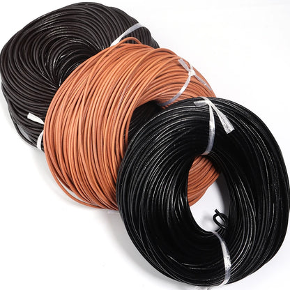 Cordons ronds en cuir de vache véritable, 2 à 5 mètres/lot, 1 à 5mm, pour la fabrication d'ornements, artisanat, vêtements, accessoires de charme