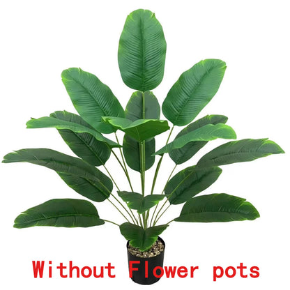 Arbres banane artificiels avec 48 feuilles tropicales réalistes, pour jardins, mariages, maisons, bureaux, sans Pots de fleurs, 2 pièces