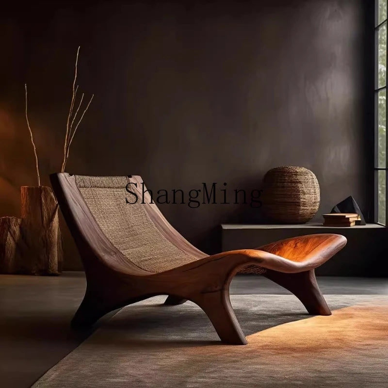 ZYH wabi-sabi vent rondin rangée droite canapé chaise petit appartement rond paresseux vent chaise de loisirs