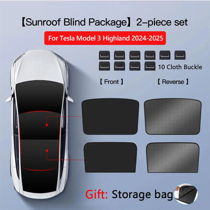 Pare-soleil pour Tesla modèle 3 toit ouvrant Highland 2025 modèle Y 2020-25 boucle en tissu de glace pare-soleil verre avant arrière lucarne accessoire