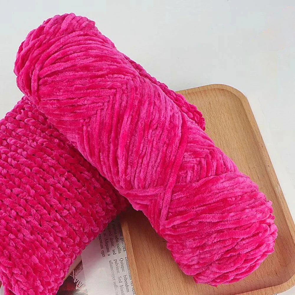 Fil de velours doux en Chenille, mélange de laine tricotée au Crochet, écharpe faite à la main, manteau, couverture et chapeau pour bébé, 95g