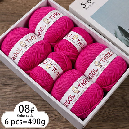 Fil de laine d'aldéhyde moyen, production de bricolage fin, tricoté à la main, pull chaud à la mode, écharpe et chapeau, boule de fil, 500g