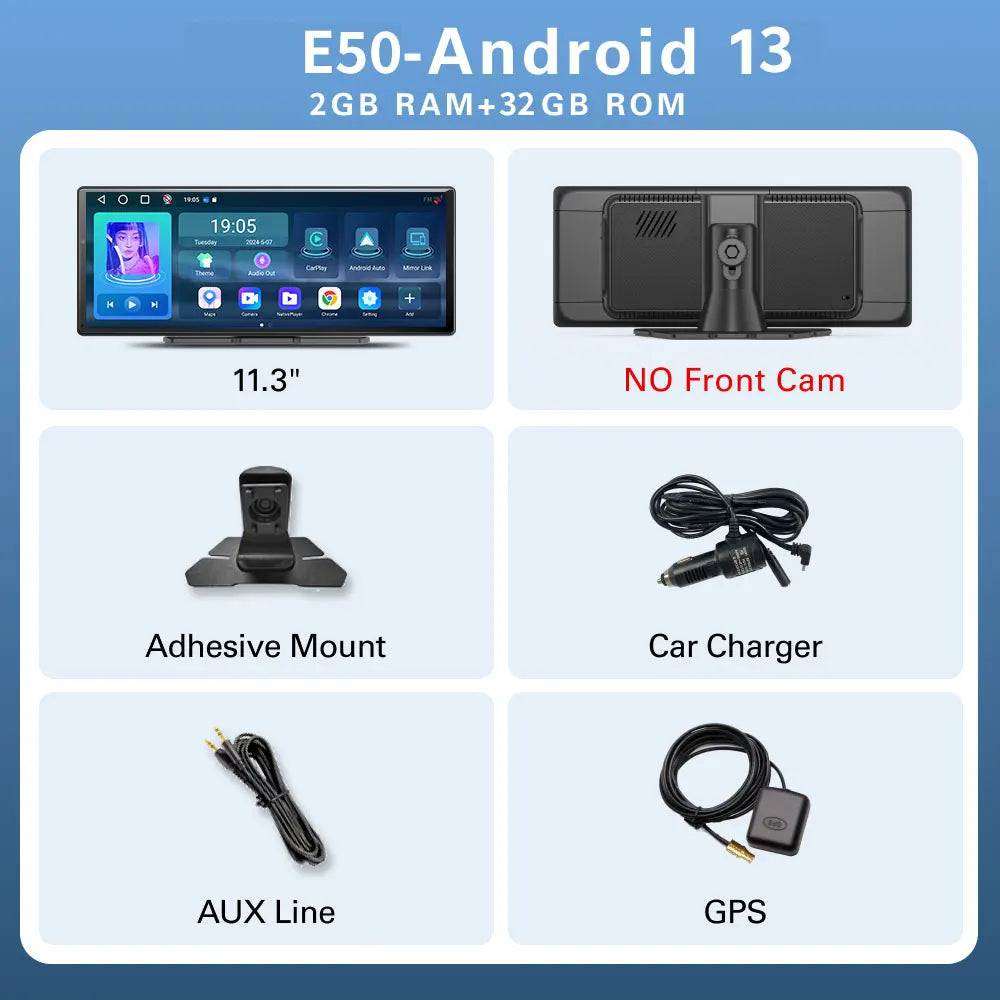 W60 11.3 ''8 Core Android 14 6 + 128GB lecteur multimédia Carplay et Android Auto 5G WiFi Google Play Youtube Netflix OTA mise à niveau