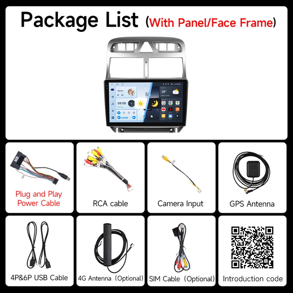JIUYIN-Autoradio pour KIT 307, 307CC, 307SW, 2002-2013, CarPlay sans fil, Android Auto, systèmes intelligents de voiture, No 2 Din, DVD