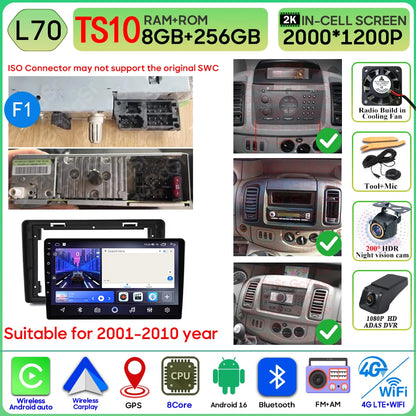 Autoradio Android 16 pour Renault Trafic 2 pour Opel Vivaro A pour Nissan primastar 2001 - 2014 GPS Navigation Carplay Android Auto