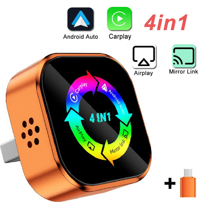 Adaptateur Carplay 4 en 1 pour voiture sans fil, pour Apple Android, connexion automatique, lien miroir, écran Airplay, WiFi, Bluetooth 2026, mise à niveau Carplay