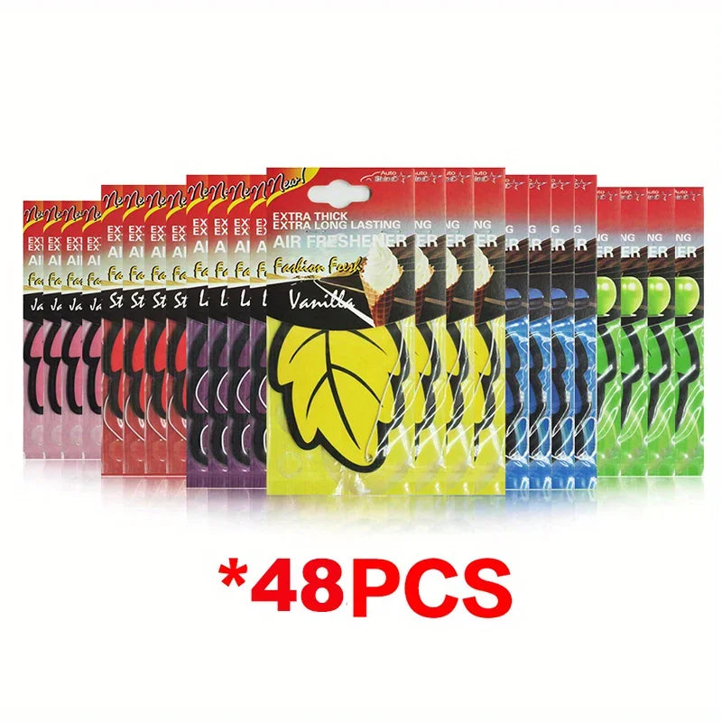 Désodorisant de voiture en papier de thé parfumé naturel, 3 à 60 pièces, parfum de vanille suspendu automatiquement en forme de feuille, accessoires d'intérieur de voiture