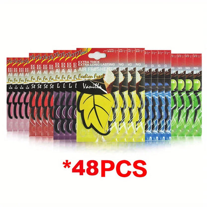Désodorisant de voiture en papier de thé parfumé naturel, 3 à 60 pièces, parfum de vanille suspendu automatiquement en forme de feuille, accessoires d'intérieur de voiture