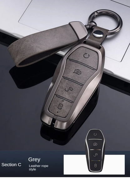 Étui pour clé pour BYD Song Plus Atto 3 Han EV Tang DM Qin joint dauphin cuir métal porte-clés à distance porte-clés accessoires de voiture