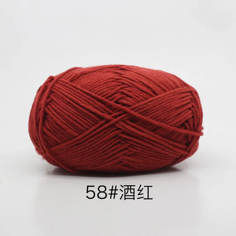 40-50 جم/المجموعة خيوط قطنية حليبية 4 طبقات (80%) للحياكة، صبغة لانا لعمل الكروشيه اليدوي، سترة قبعة دمى بسعر منخفض