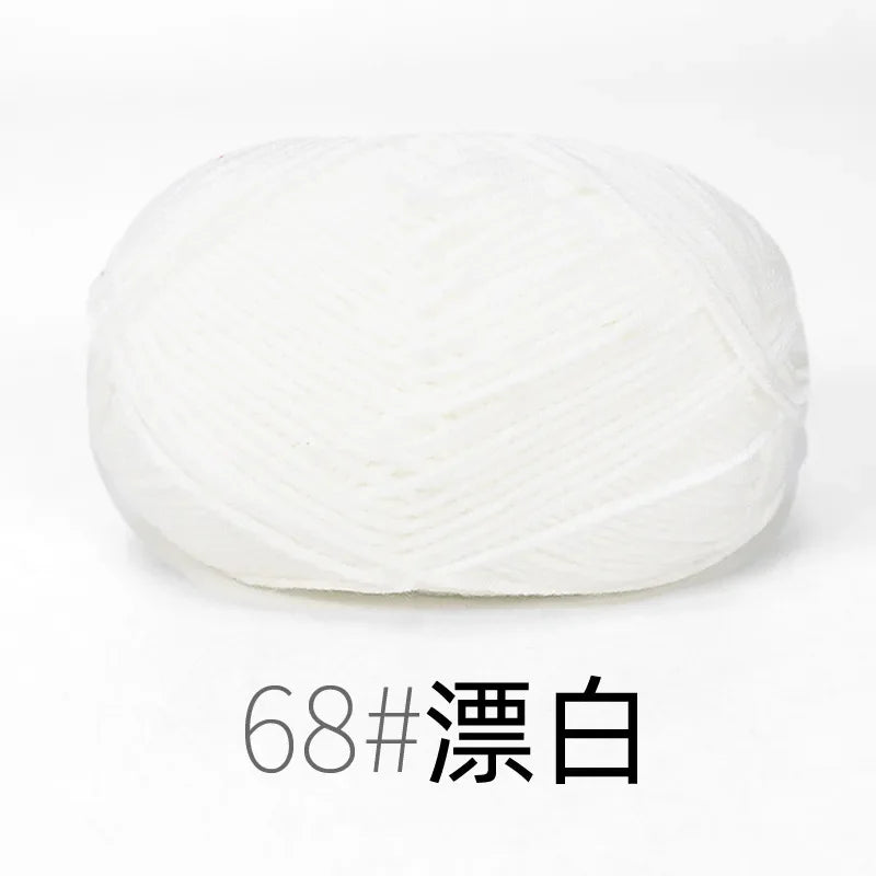 خيوط قطن عضوي 4 طبقات، خيوط حياكة حليب للأطفال، للسترة المصنوعة يدوياً، والقبعة، والدمى، والأوشحة، كرة واحدة، 50 جرام، خيوط صوف ناعمة للكروشيه، بيع بالجملة