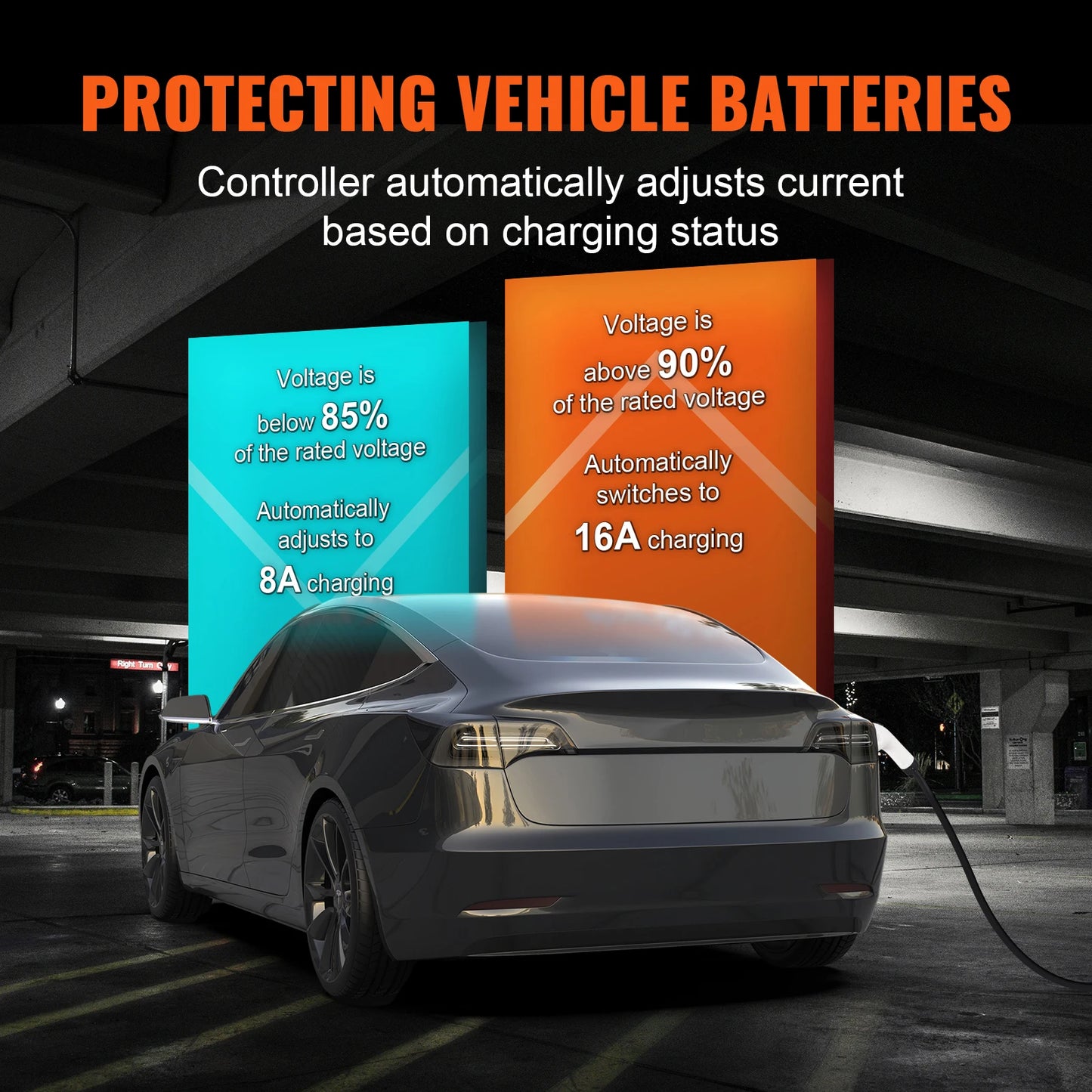 SucceBuy Chargeur EV portable Type 2 16A 3,68 kW + câble de chargement de 25 pieds, écran LCD à prise CEE 7/7 pour le chargement de voiture de véhicule électrique