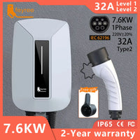 Feyree EVSE Wallbox 32A 7KW شاحن سيارة كهربائية نوع 2 مقبس IEC62196-2 أحادي الطور كابل بطول 5 متر محطة شحن جدارية للسيارات الكهربائية