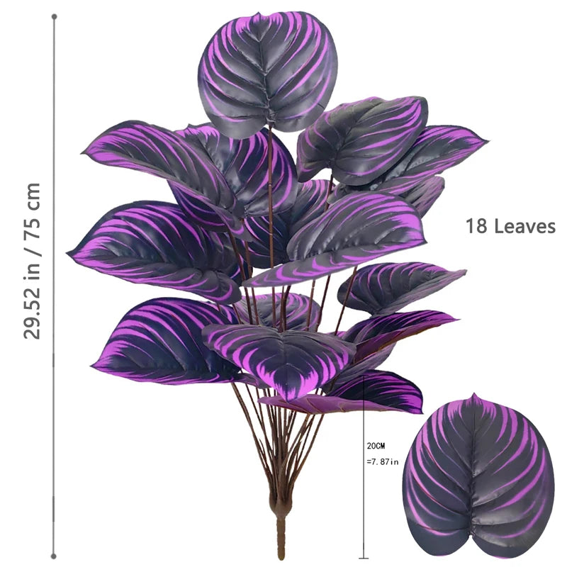 Grand palmier artificiel de 57 à 75cm, branches de plantes Monstera, feuilles de tortue en plastique, feuilles au toucher réel pour décoration de jardin de maison