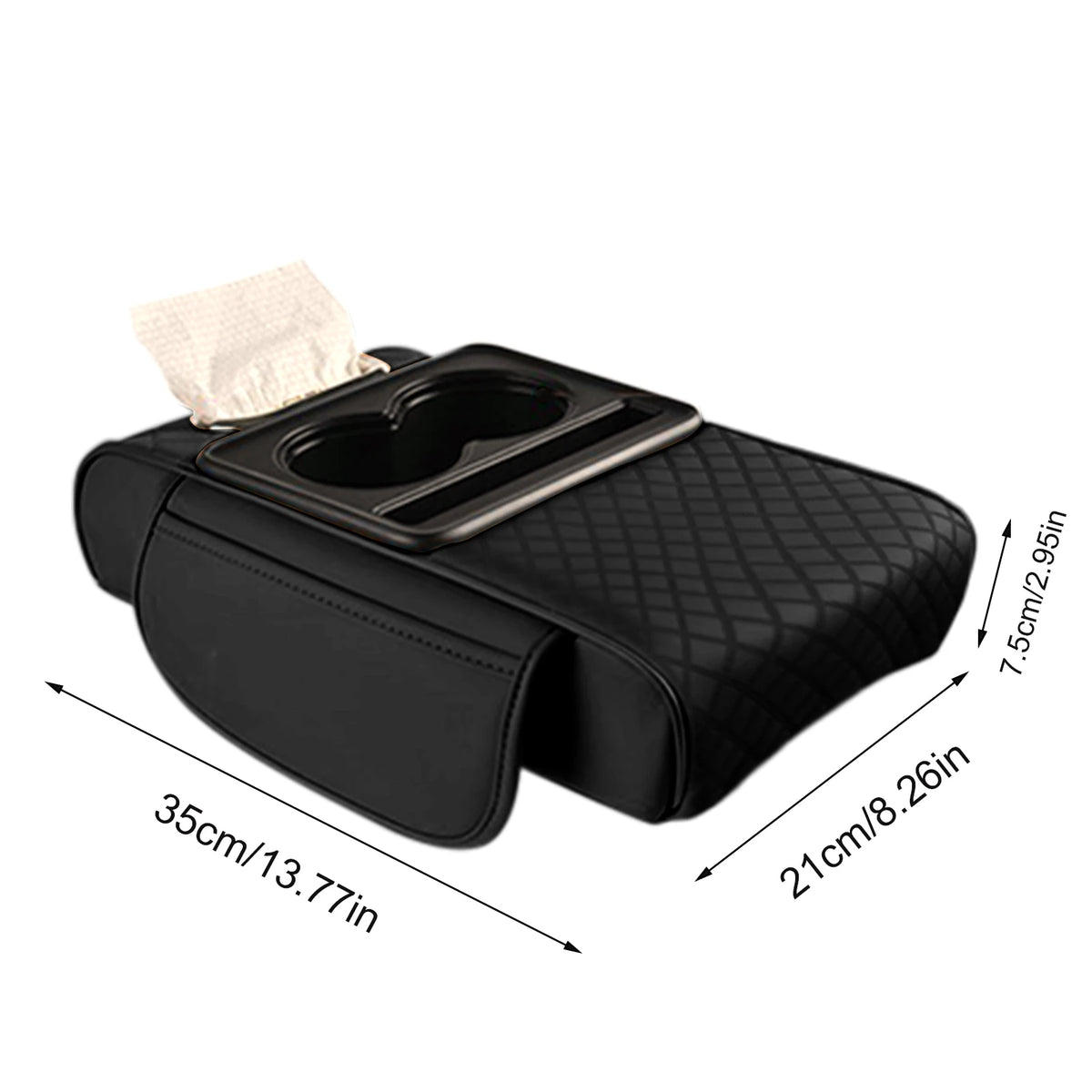 Coussin d'extension multifonctionnel pour accoudoir de voiture, coussin de console centrale épaissi de 7,5 cm, support de coude, organisateur de voiture