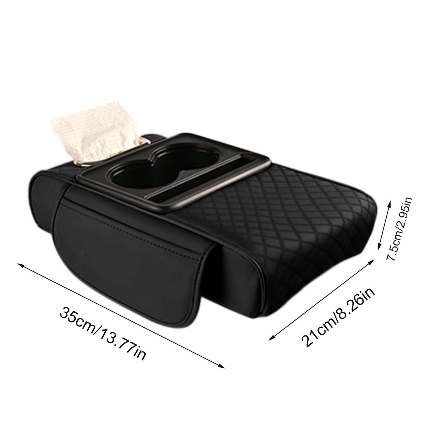 Coussin d'extension multifonctionnel pour accoudoir de voiture, coussin de console centrale épaissi de 7,5 cm, support de coude, organisateur de voiture
