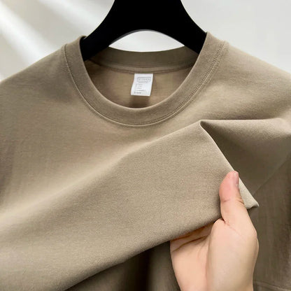 100% pur coton été haut de gamme marque hommes à manches courtes col rond Style à la mode demi manches haut respirant T-shirt