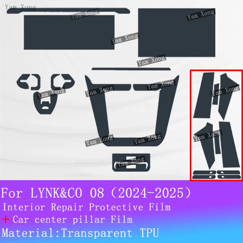 Autocollant anti-rayures pour écran de navigation automobile pour LYNK CO LYNK&CO 08, film complet pour l'intérieur, film de protection transparent pour le panneau de vitesses