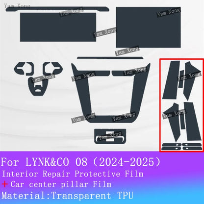 Autocollant anti-rayures pour écran de navigation automobile pour LYNK CO LYNK&CO 08, film complet pour l'intérieur, film de protection transparent pour le panneau de vitesses