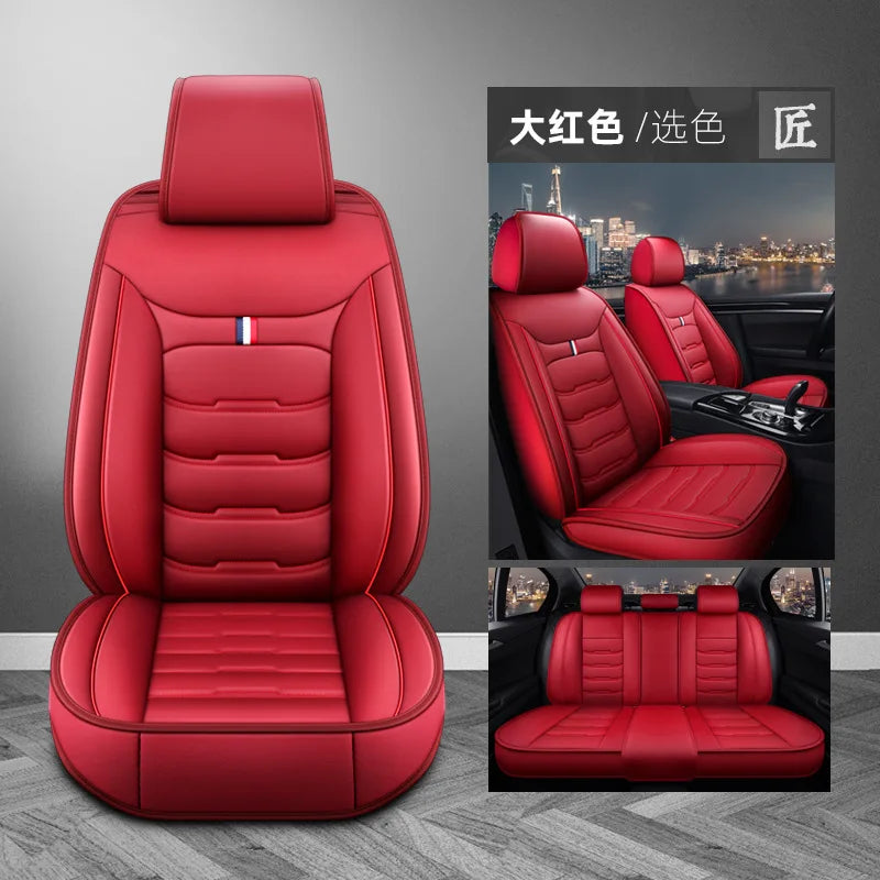 Housse de siège de voiture universelle fendue, entièrement entourée, respirante, confortable, de luxe, en cuir, coussin de siège de voiture, housse de siège complète