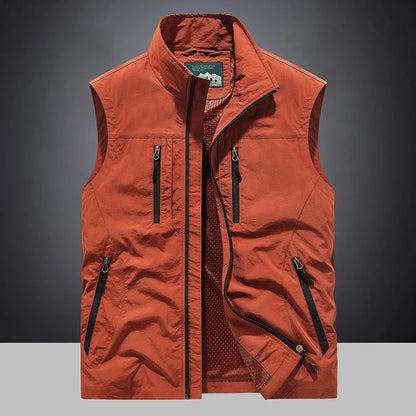 Grande taille hommes été en plein air randonnée gilet tactique multi-poches léger coque souple utilitaire voyage Safari Cargo gilet hommes