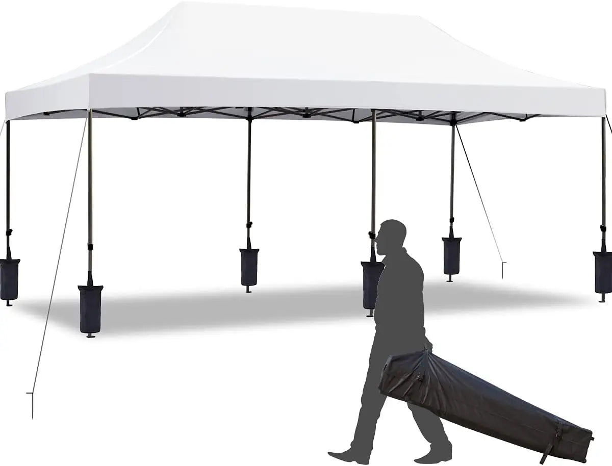 Tente pliante 10' x 20', auvent commercial instantané avec sac de transport, 6 sacs de sable, auvents d'extérieur pour festival, personnalisable