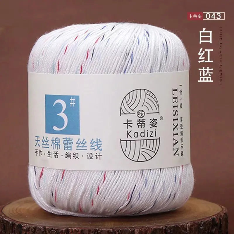 Fils de dentelle en coton mercerisé, fils de dentelle au crochet, broderie à la main, artisanat d'art, couvertures de bricolage, écharpe et pull, taille 3, # 100%