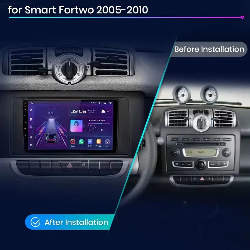 JIUYIN-Autoradio TS18 AI Voice Wireless CarPlay Android Auto Radio pour Smart Fortwo 451, 2005-2010, 4G, GPS, 2Din, Limitation de la voiture