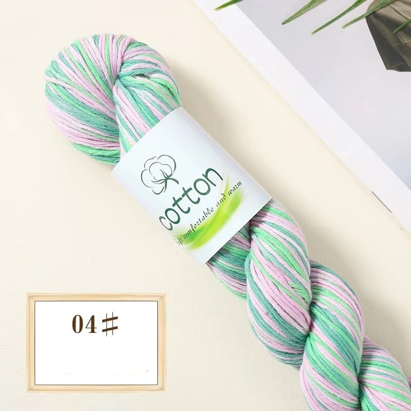 Fil dégradé 100% coton teint à la main 2mm 50g pour tricot, crochet, écharpe et pull DIY