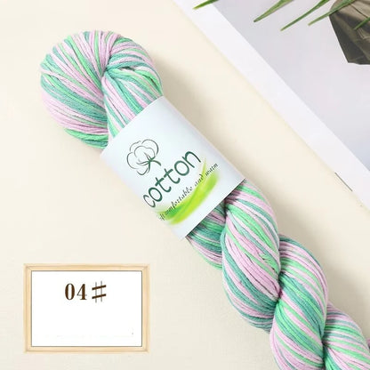 Fil dégradé 100% coton teint à la main 2mm 50g pour tricot, crochet, écharpe et pull DIY
