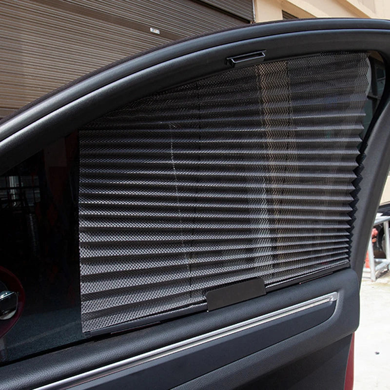 Parasol rétractable automatique pour voiture, 1 pièce, rideau de protection UV en maille pour fenêtre latérale de voiture, pare-soleil pliable