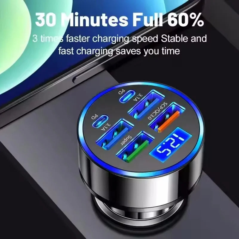 Chargeur de voiture USB 350W PD QC3.0 USB C, adaptateur de Type C pour iPhone Samsung Huawei Xiaomi, Charge rapide ﻿