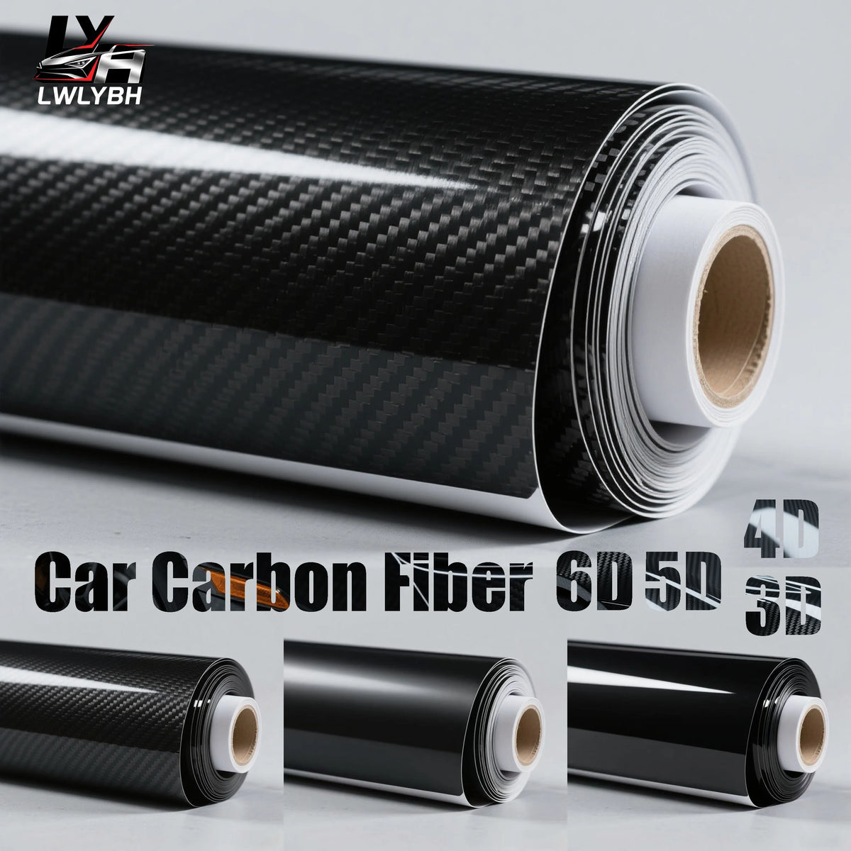 Film de carrosserie de voiture en Fiber de carbone, autocollant en vinyle noir, Film de protection mat et brillant pour moto 6D 5D 4D 3D, feuille de couverture de véhicule