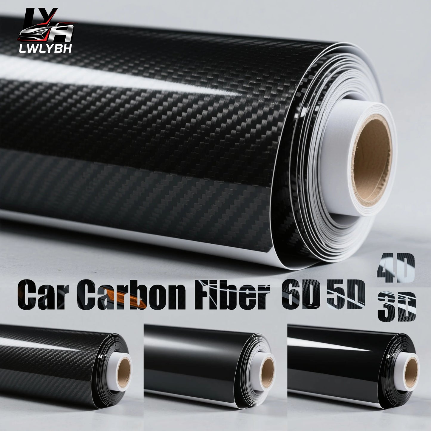 Film de carrosserie de voiture en Fiber de carbone, autocollant en vinyle noir, Film de protection mat et brillant pour moto 6D 5D 4D 3D, feuille de couverture de véhicule