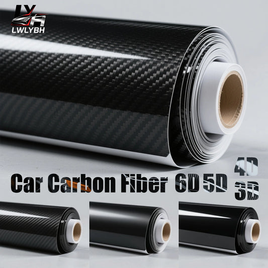 Film de carrosserie de voiture en Fiber de carbone, autocollant en vinyle noir, Film de protection mat et brillant pour moto 6D 5D 4D 3D, feuille de couverture de véhicule