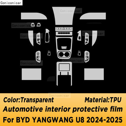 Pour BYD YANGWANG U8 2024 2025 panneau tableau de bord Navigation automobile intérieur Film de protection TPU anti-rayures autocollant