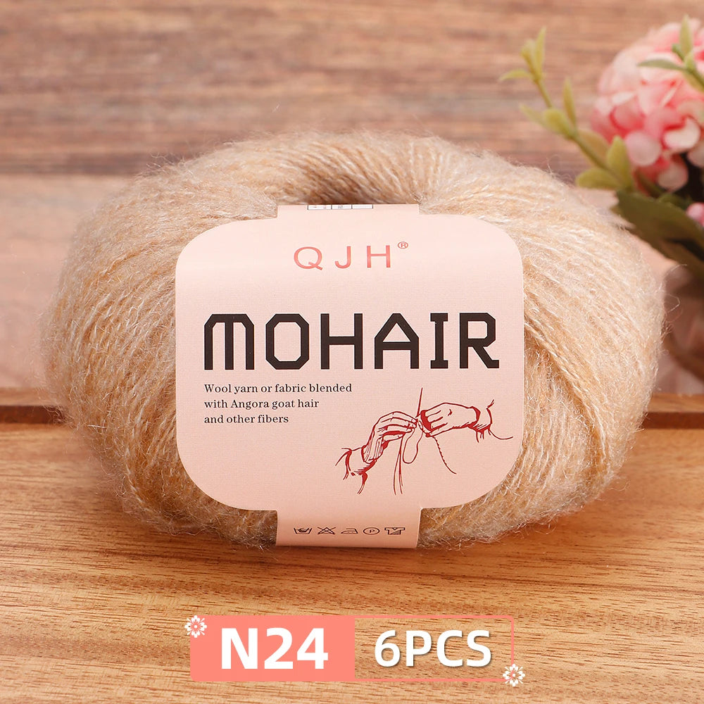 Fil Mohair doux et chaud, 6 paquets/150g, chaussettes de pull en tricot faites à la main, fil d'écharpe châle au Crochet, 60% Mohair, 40% acrylique