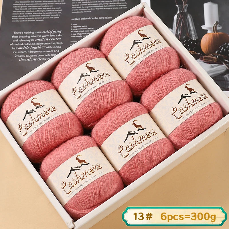 Fil de laine fine pure cachemire 300g, matériel de bricolage tissé à la main, aiguilles à tricoter, pulls chauds, pulls, foulards, boules de fil