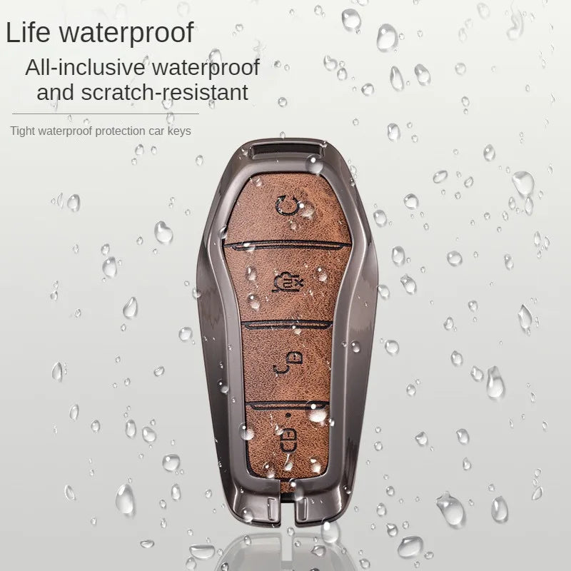 Étui pour clé pour BYD Song Plus Atto 3 Han EV Tang DM Qin joint dauphin cuir métal porte-clés à distance porte-clés accessoires de voiture