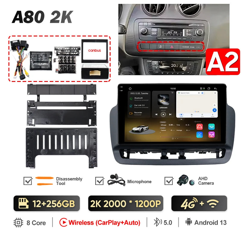 Pour Seat Ibiza 2012 2013 2014 2015 Android Auto Carplay Radio voiture lecteur vidéo multimédia GPS Navigation QLED écran tactile 4G