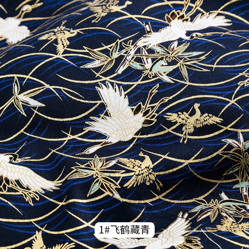 Tissu bronzé Kimono japonais 50x145cm, tissu en coton imprimé fleurs de cerisier Sushi, matériaux de bricolage, accessoires de Patchwork pour la couture