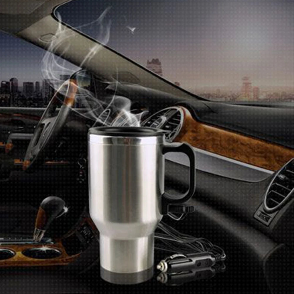 Tasse chauffante pour voiture de 450ml, bouilloire électrique de voyage en acier inoxydable, tasse chauffante pour voiture 12V pour chauffer l'eau, café, lait, thé