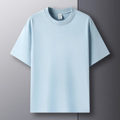100% pur coton été haut de gamme marque hommes à manches courtes col rond Style à la mode demi manches haut respirant T-shirt