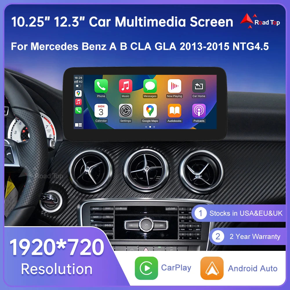 Écran tactile pour Mercedes Benz classe A W176 CLA GLA classe B W246 NTG4.5 GPS multimédia avec lecteur de voiture Carplay Android Auto