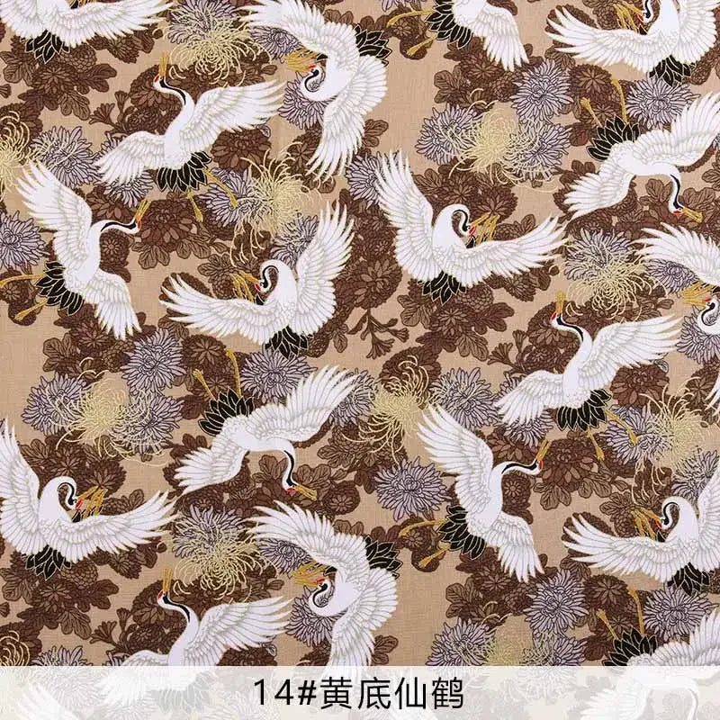 Tissu bronzé Kimono japonais 50x145cm, tissu en coton imprimé fleurs de cerisier Sushi, matériaux de bricolage, accessoires de Patchwork pour la couture