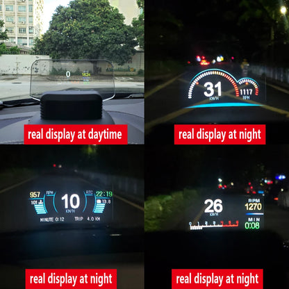 C1 Projection de Navigation de voiture HUD affichage tête haute OBD2 + GPS projecteur de voiture compteur de vitesse/température de l'eau/tension/alarme tr/min