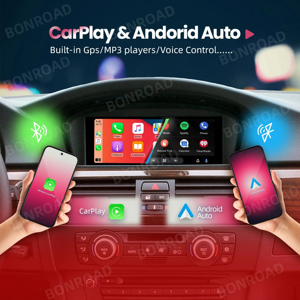 Autoradio Android avec Écran et Lecteur de Limitation pour Voiture BMW Série 5/3, E60/E61/E62/E63/E90/E91/E92/E93/M3, Masque CCC CIC