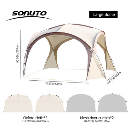 Tente dôme extra large Sonuto, gazebo de camping pop-up avec moustiquaire, protection solaire imperméable, pavillon pour fête en plein air