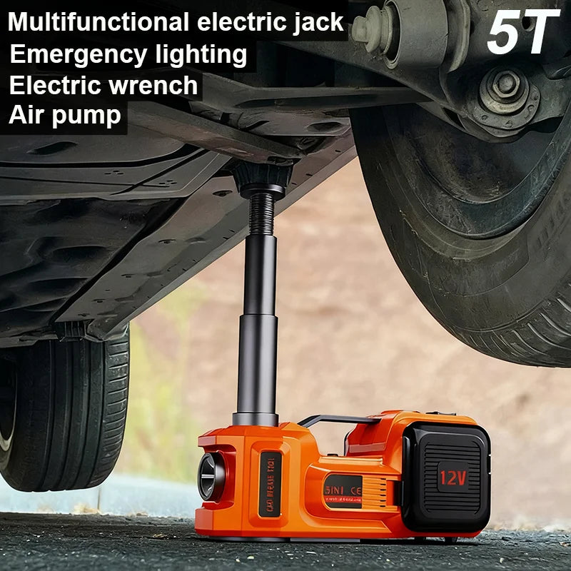 Cric hydraulique pour voiture électrique 5T, avec pompe gonflable intégrée et lumière LED, pour camion SUV, changement de pneu 150 ~ 450mm